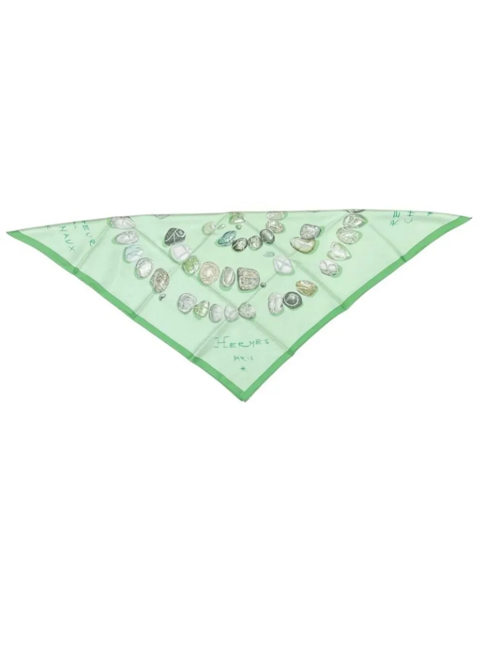 Hermes Carre 90 Rougeur Des Matinaux Stone Silk Gray Light Green Scarf